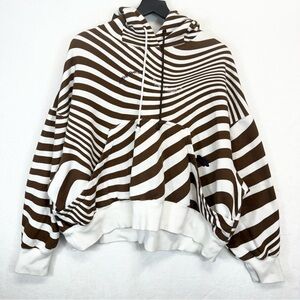 Striped Brown and White Women's Hoodie
